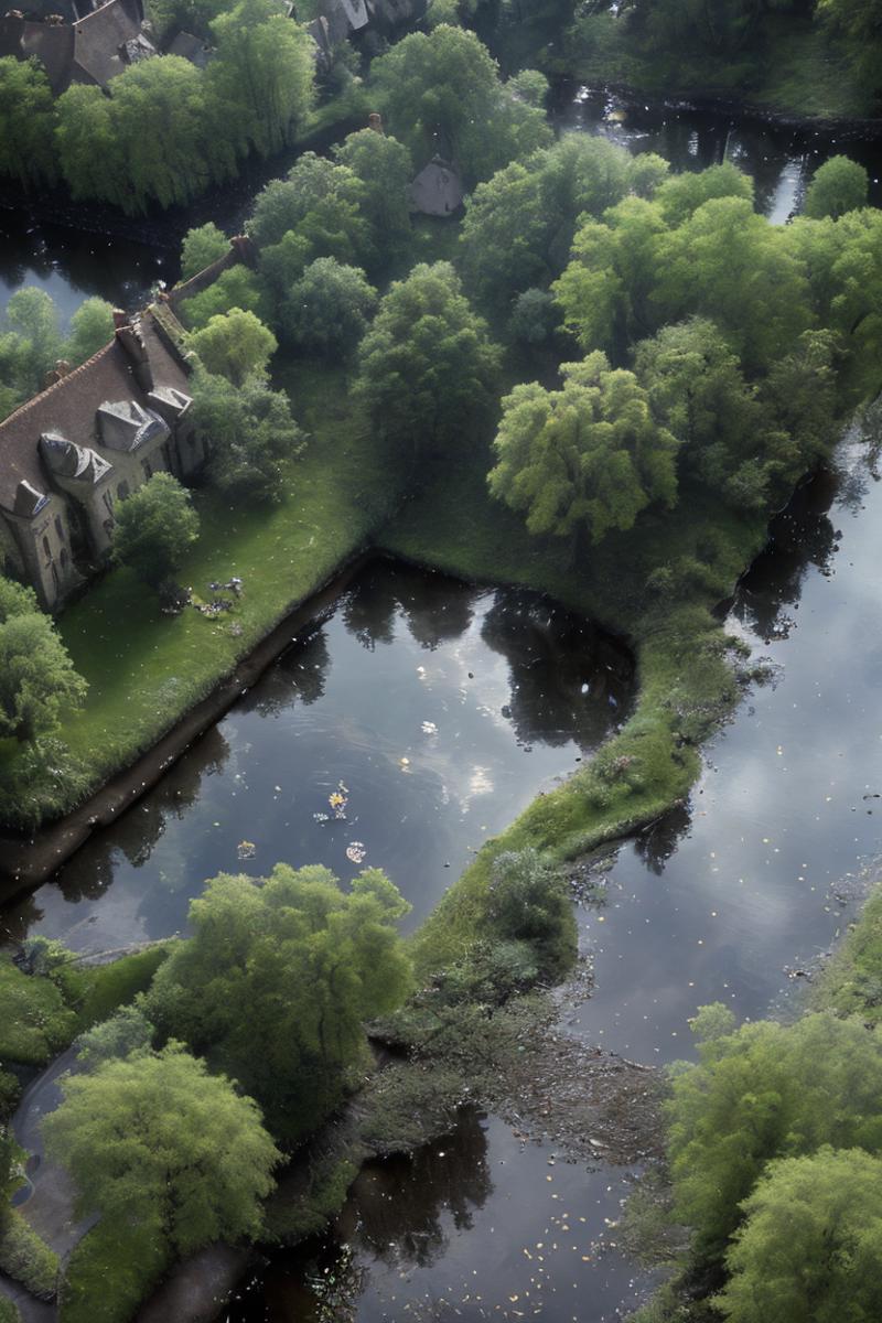 04606-1-Unity Engine, top-down view of a Sophisticated _The Puddle of Life_, tilt shift, specular lighting, art by Henri Matisse, cinema.png